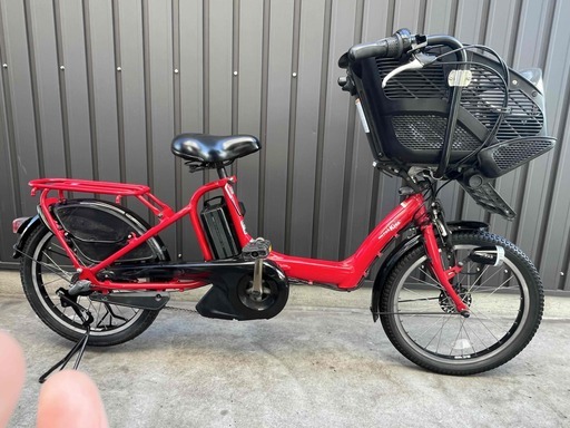 売切電動アシスト自転車ヤマハPASkiss mini 子供乗せ　3人乗り対応自転車 取説 充電器あり清掃整備済タイヤ新品