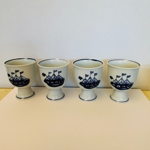 有田焼しん窯青花　ゴブレット(コップ)4客