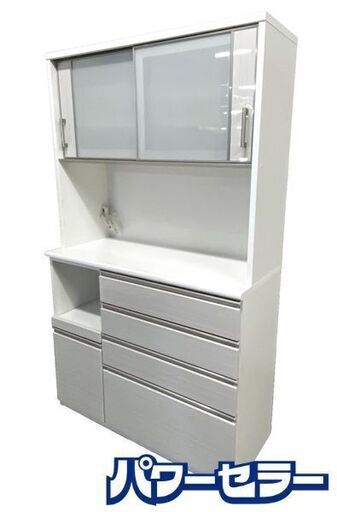 ニトリ/NITORI キッチンボード Nポスティア120KB ハイグロス ソフトクローズ ホワイト 食器棚 中古家具 店頭引取歓迎 R8700