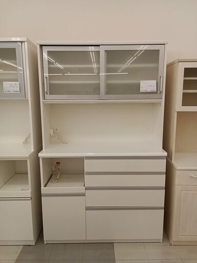 ★ジモティ割あり★  レンジボード ホワイト  H198×D47×W120 クリーニング済み TC1323