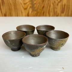 k0912611 備前焼 木村陶峰造 備前焼  蔵出し品 宝瓶 急須 茶器 抹茶碗 共箱　茶器揃 泡瓶 湯冷 茶碗五客  箱付  煎茶道具 茶道具 中古 現状品