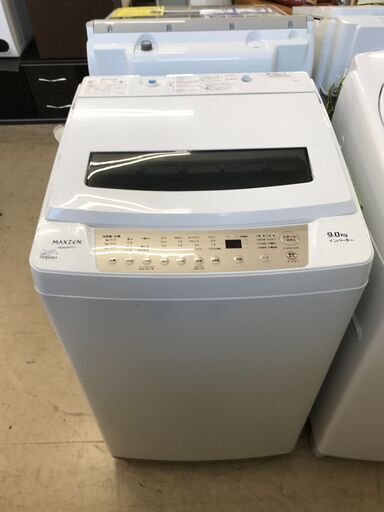 マクスゼン maxzen 洗濯機 JW90WP01 2022年製 高年式 大容量 ファミリータイプ 槽洗浄 インバーター 静音設計 9Kg 全自動洗濯機 9kg ホワイト 極上品 クリーニング済 堺市 石津【ジャングルジャングルサカイ石津店】