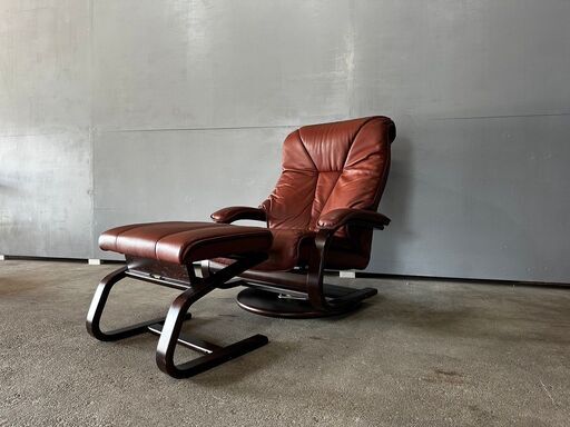 『FUjiFURNITURE』富士ファニチア リクライニングチェア パーソナルチェア ストレスレスチェア オットマン 1P チェア 椅子 イス 本革 革