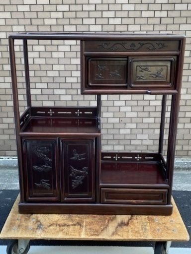 ◎最終大幅お値下げしました‼️ 【断捨離中】 早い者勝ち‼️ 唐木家具 総無垢 茶棚 煎茶棚 違い棚 飾り棚 茶箪笥 和室 和モダン 唐木指物