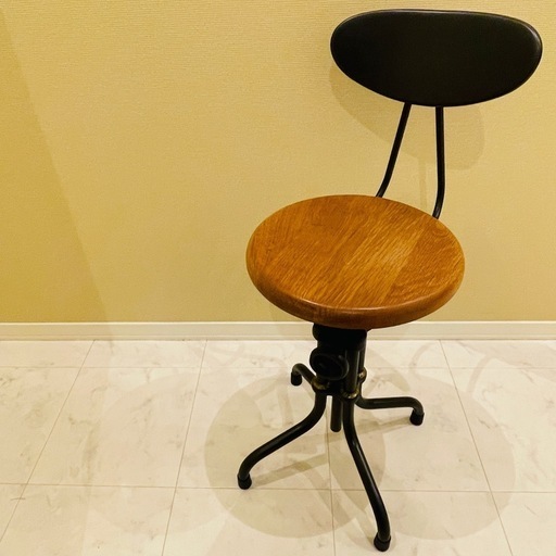 【希少】【美品】関家具　ガレットLO スツール バックレスト付き 回転スツール