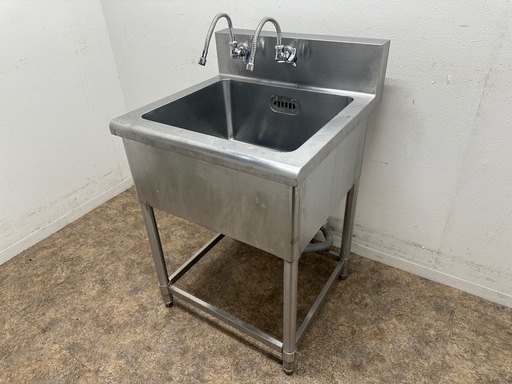 ステンレス　業務用　1層シンク流し台　蛇口付き　厨房　飲食店　W６００ｘD６００ｘH８００ｍｍ