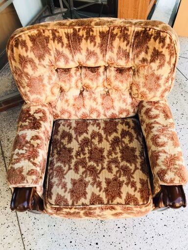 送料無料】Karimoku カリモク レザー 1人掛けソファ 昭和レトロ 茶②