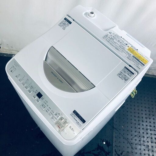ID:sf00030 シャープ SHARP 洗濯機 一人暮らし 中古 2017年製 全自動洗濯機 5.5kg/3.5kg ゴールド 乾燥機能付き ES-TX5B-N  【リユース品：状態B】【送料無料】【設置費用無料】