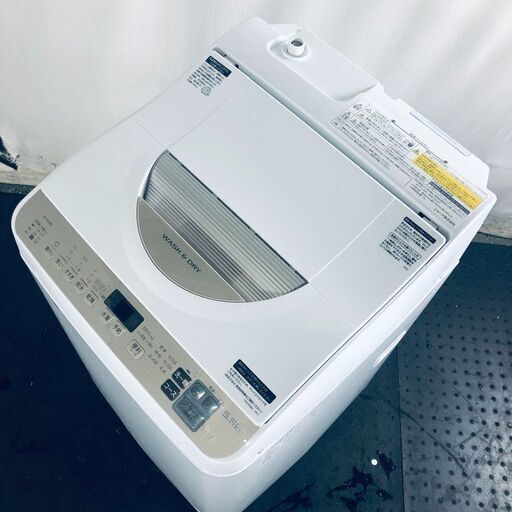 ID:sf00031 シャープ SHARP 洗濯機 一人暮らし 中古 2019年製 全自動洗濯機 5.5kg/3.5kg ゴールド 乾燥機能付き ES-T5DBK-N  【リユース品：状態B】【送料無料】【設置費用無料】