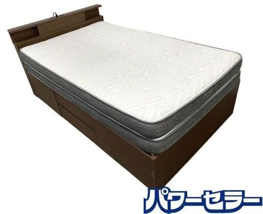 ニトリ/NITORI セミダブルベッドセット 収納付 コンセント付 Nスリープ ブラウン 中古家具 店頭引取歓迎 R8709