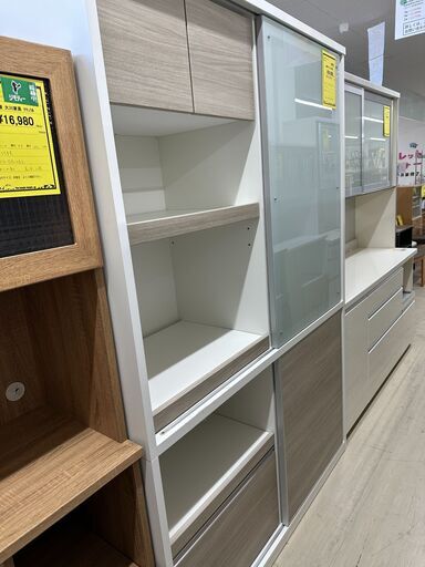 ジモティ来店特価!!　　食器棚　松田家具　ホワイト×ナチュラル　　J-0934