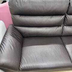 ジモティ来店特価!! 3人がけ合皮ソファー ブラウン J-0940