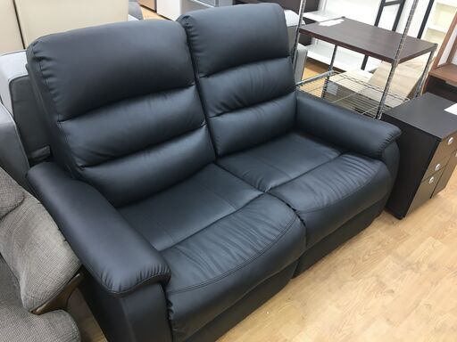 ★ジモティ割あり★ ニトリ　NITORI ソファー 黒　ブラック W151×D97-164×H96 クリーニング済み SJ7104