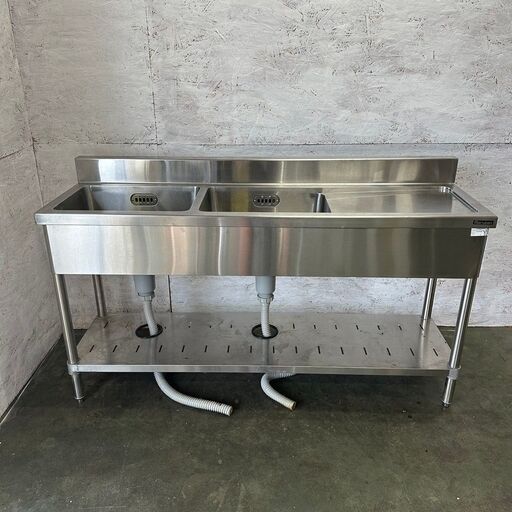 【Maruzen】 マルゼン 2層シンク付き 作業台 業務用 厨房機器 流し台 シンク W1500×D450×H800 Y0270