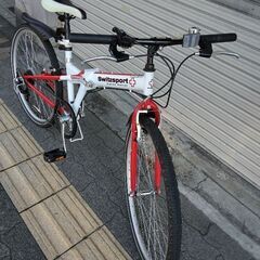 美品☆Switz Sport[スウィッツスポーツ]26吋 折り畳みクロスバイク 7speed/ホワイトXレツド