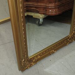 R320 アンティーク調ゴルド 全身ミラー、スタンド付き、幅50cm Used・美品