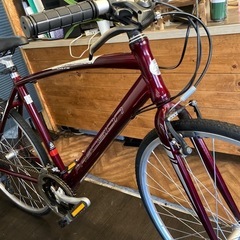 【PRECISION 前後タイヤ・後輪チューブ新品！】アルミフレーム　3×8速　700×28c クロスバイク　ワインレッド