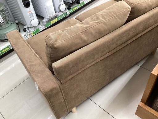 2人掛けソファー ブラウン ファブリック ソファ 二人掛け 幅136cm 木製