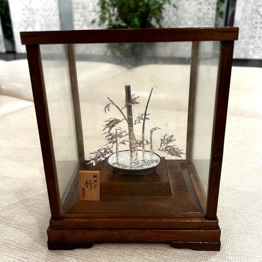純銀　盆栽　箱付き　竹　光則作　骨董品　ヴィンテージ　外商　インテリア　和風