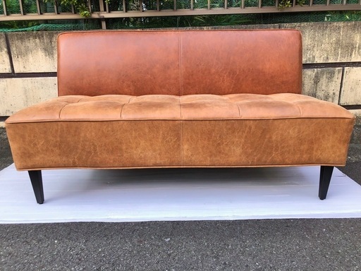 カフェ家具 ミッドセンチュリー 　レザーテック 2人掛け ソファ ☆配送応相談☆