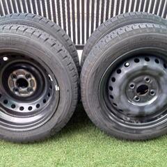 ①⭐ホンダ純正鉄ホイールとキャップ付きダンロップ WM01 155/65r14 スタッドレスタイヤ４本セット 