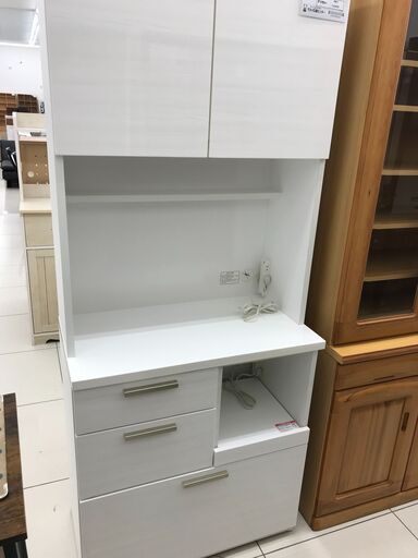 ★ジモティ割あり★ NITORI レンジボード ホワイト H190.5×D42×W80 クリーニング済み HJ4406