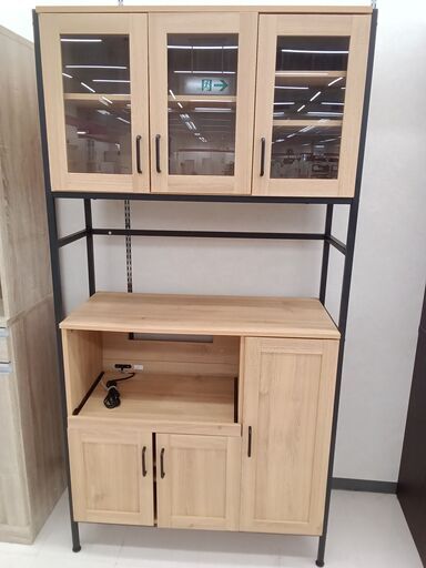 ★ジモティ割あり★  食器棚 ライトブラウン W94×D40.5×H183 クリーニング済み TC4891