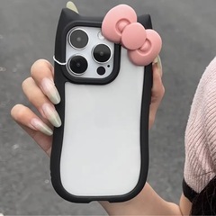 新品！iPhone14、iPhone15ケース　キティちゃん　黒色