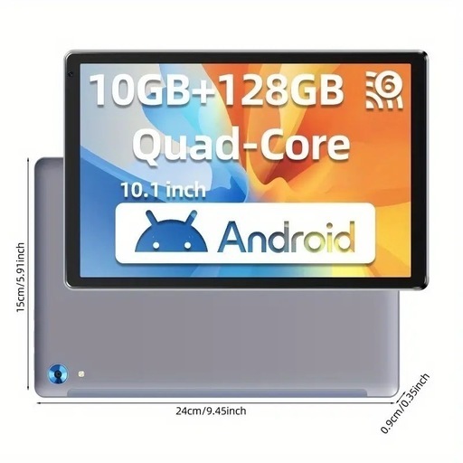 Android 14 タブレット、1280×800 HD IPS ディスプレイ、Wi-Fi 6、デュアルカメラ、10インチタブレット、10GB + 128GB/ 1TB 拡張、5000mAh バッテリー、グレー