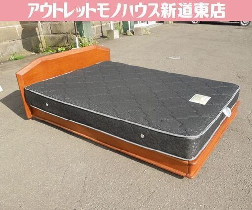 格安 店頭販売限定 ダブルベッド キャスター付き フレーム+マットレスセット 札幌市東区 新道東店