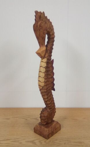 置物 木製 木彫り タツノオトシゴ たつのおとしご 幅16.5cm×奥行13cm×高さ83cm