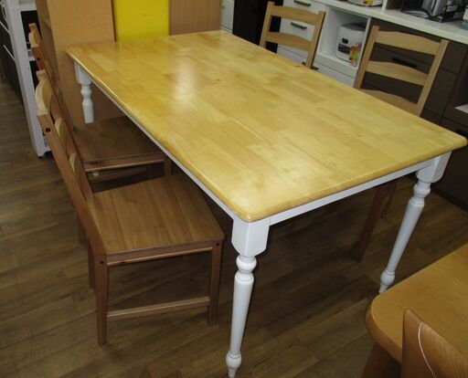 R675 天然木 ダイニング5点セット、IKEA椅子、幅150cm Used