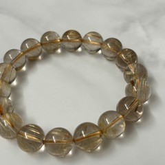 超透明 ゴールドルチルクォーツ ブレスレット 11.5ミリ〜12ミリ玉