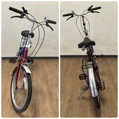 20インチ 折りたたみ自転車 レッド 赤 SHIMANO SL-TY18 6段 変速 サイクリング 通勤 通学