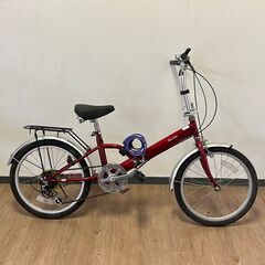 20インチ 折りたたみ自転車 レッド 赤 SHIMANO SL-TY18 6段 変速 サイクリング 通勤 通学