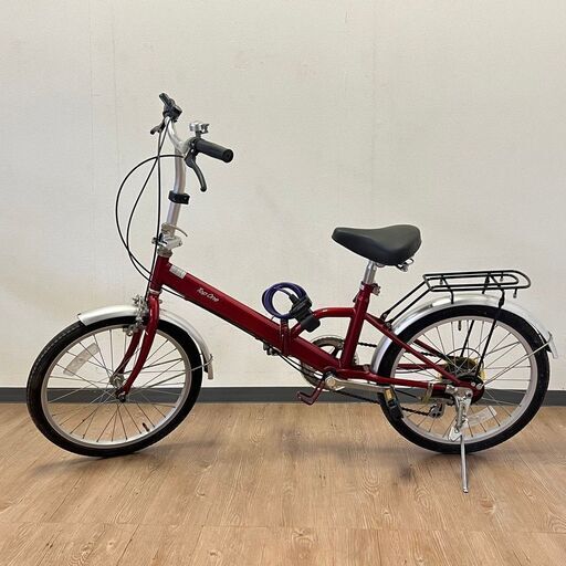 20インチ 折りたたみ自転車 レッド 赤 SHIMANO SL-TY18 6段 変速 サイクリング 通勤 通学