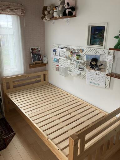 【短期間使用美品】すのこベッド　シングルベッド　北欧パイン材　（ハンモックなし1段のみ）