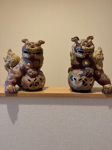 玉乗り獅子 狛犬 シーサー 陶器\n