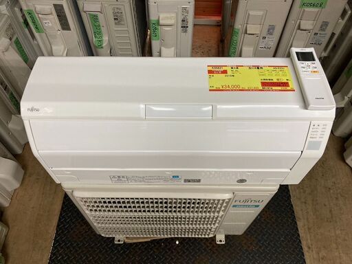K05621　中古エアコン 富士通 2019年製 主に6畳用 冷房能力 2.2KW / 暖房能力 2.5KW
