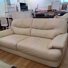 ☆ジモティ割あり☆ ソファ ホワイト H73×D80×W168 クリーニング済み