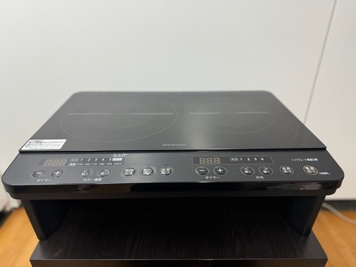 激安‼️21年製IRIS OHYAMA IHコンロ 2口 1400Ｗ 脚付 IHK-W13S-BA0244