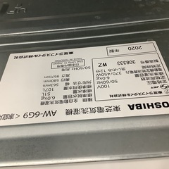 TOSHIBA 東芝 6.0kg 全自動洗濯機 AW-6G9 2020年製