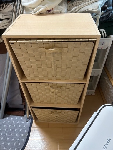 ３段カラーボックス（フタ付き収納ボックス×3付き）