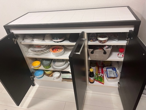 FU447】☆N△食器棚（シルバー）