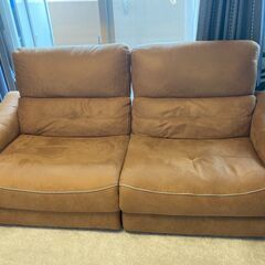 電動リクライニングソファ  レザーテックス バッジオ キャメル