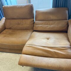 電動リクライニングソファ  レザーテックス バッジオ キャメル