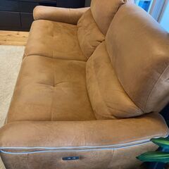 電動リクライニングソファ  レザーテックス バッジオ キャメル