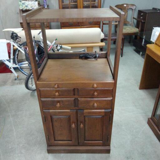 葉山家具 勇峰工芸 レンジ台 葉山型 国産ナラ 高さ121cm 幅58cm 奥行43cm