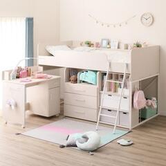 【美品】ニトリのシステムベッド　白　デスクと椅子もついてます 美品】ニトリのシステムベッド 白 デスクと椅子もついてます