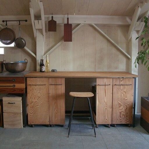 【希少廃盤品 】上手工作所 杉ハイスツール（脚先：アジャスター）